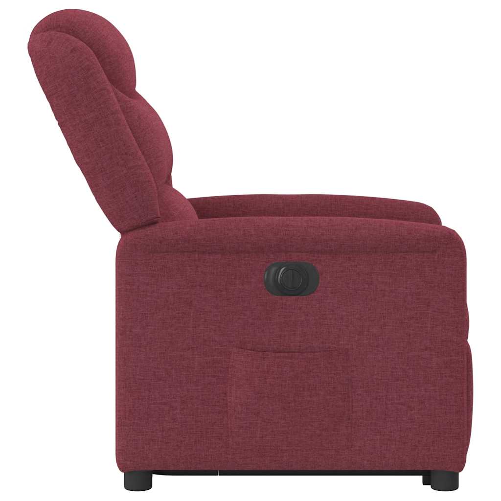 vidaXL Fauteuil releveur électrique rouge bordeaux en tissu