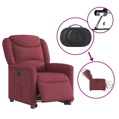 vidaXL Fauteuil releveur électrique rouge bordeaux en tissu