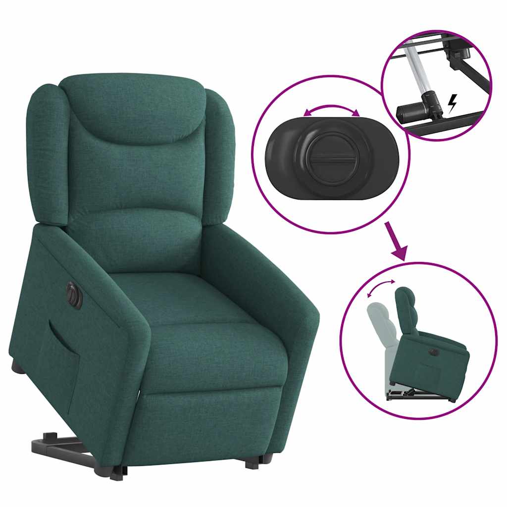 vidaXL Relaxsessel mit Aufstehhilfe Elektrisch Dunkelgrün Stoff