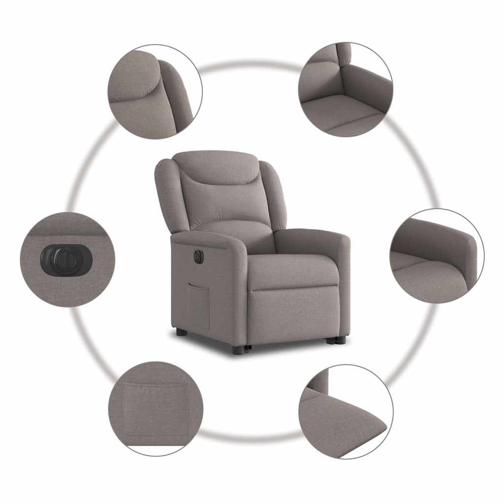 vidaXL Relaxsessel mit Aufstehhilfe Elektrisch Taupe Stoff