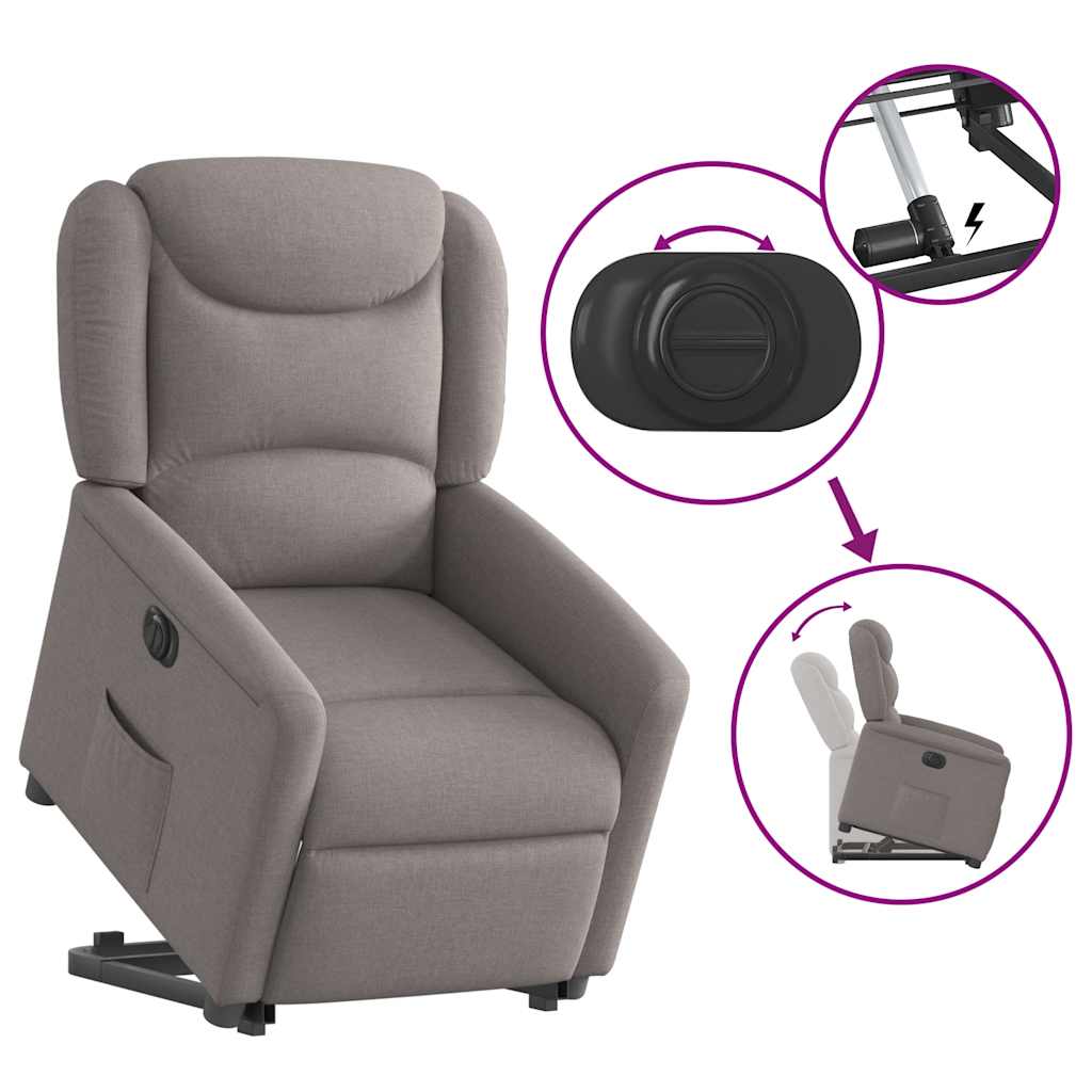 vidaXL Relaxsessel mit Aufstehhilfe Elektrisch Taupe Stoff
