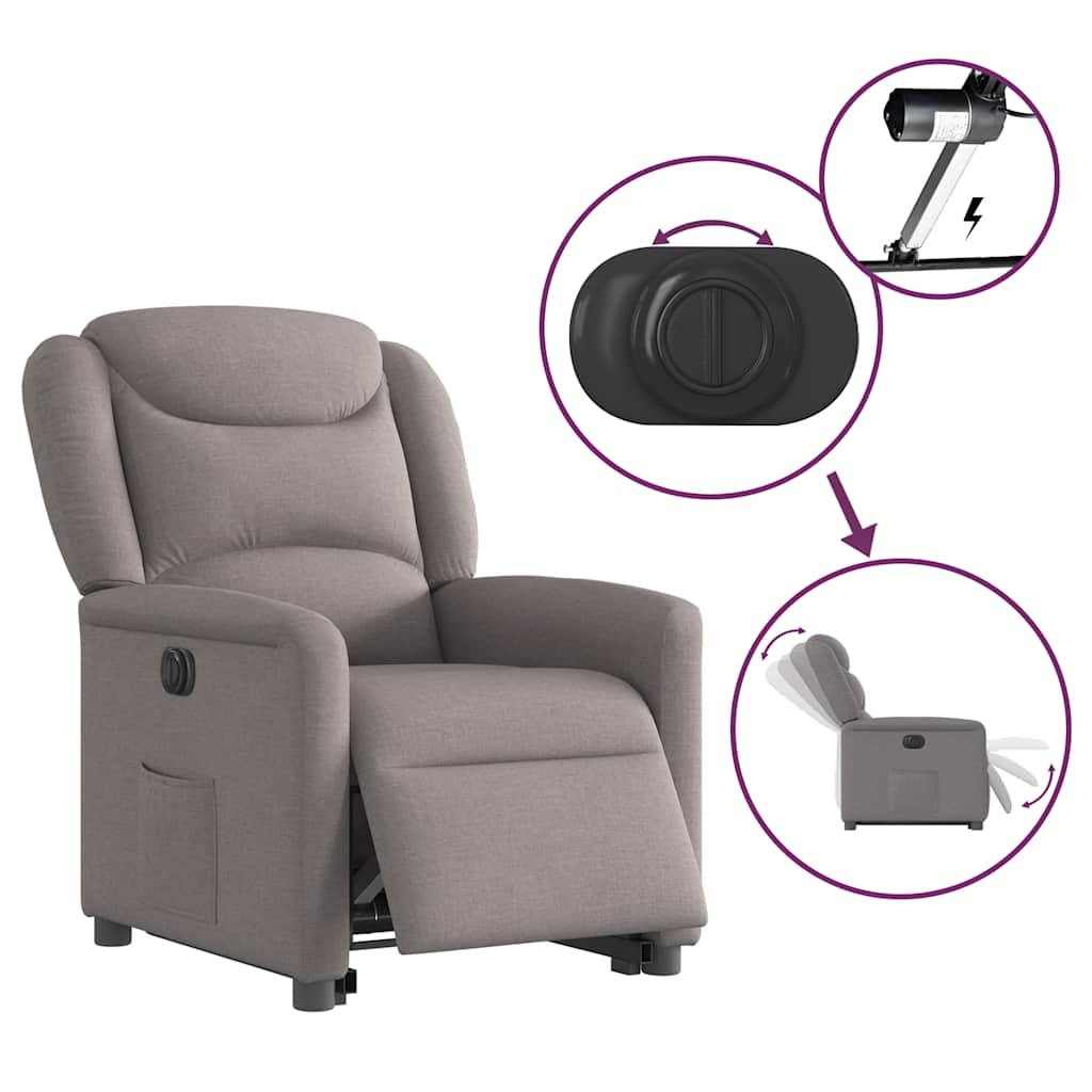 vidaXL Relaxsessel mit Aufstehhilfe Elektrisch Taupe Stoff