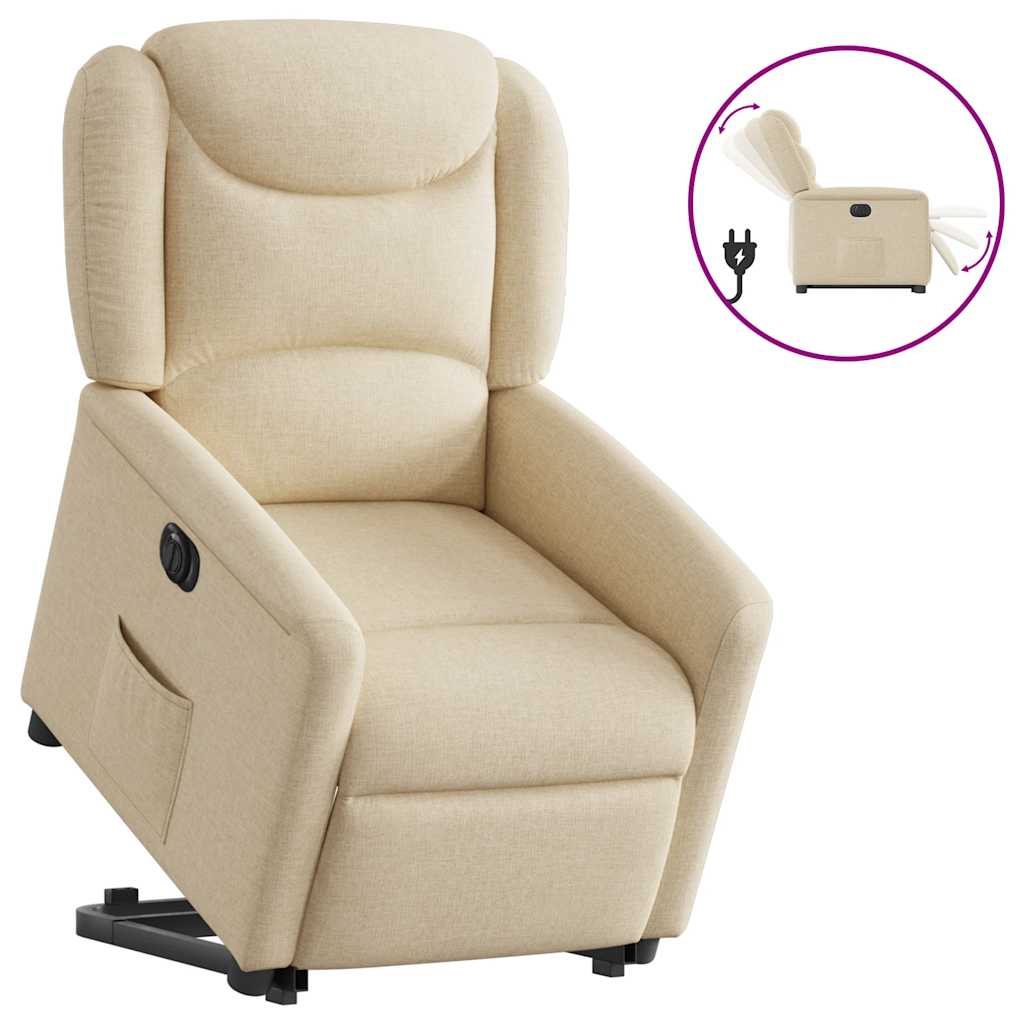vidaXL Relaxsessel mit Aufstehhilfe Elektrisch Creme Stoff
