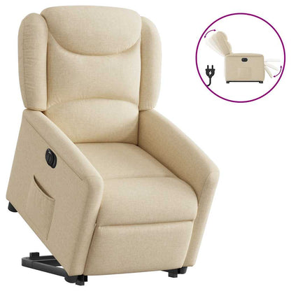 vidaXL Relaxsessel mit Aufstehhilfe Elektrisch Creme Stoff