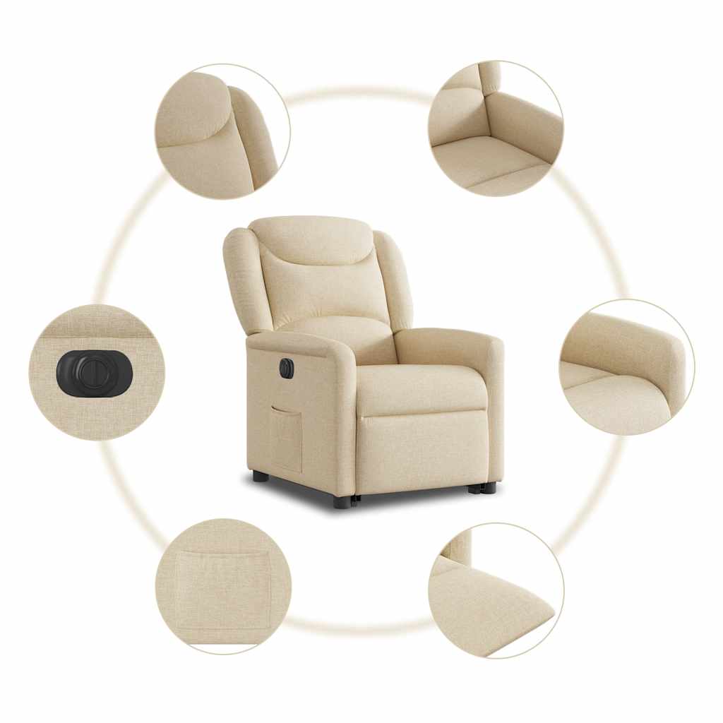 vidaXL Relaxsessel mit Aufstehhilfe Elektrisch Creme Stoff