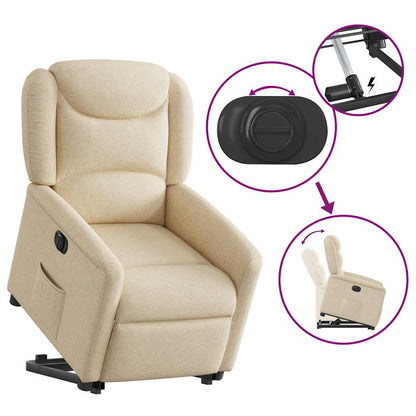 vidaXL Relaxsessel mit Aufstehhilfe Elektrisch Creme Stoff