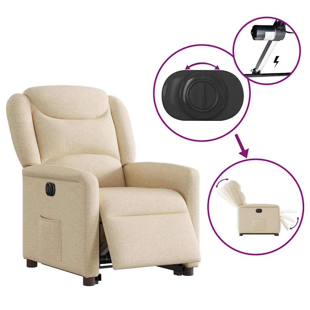 vidaXL Relaxsessel mit Aufstehhilfe Elektrisch Creme Stoff