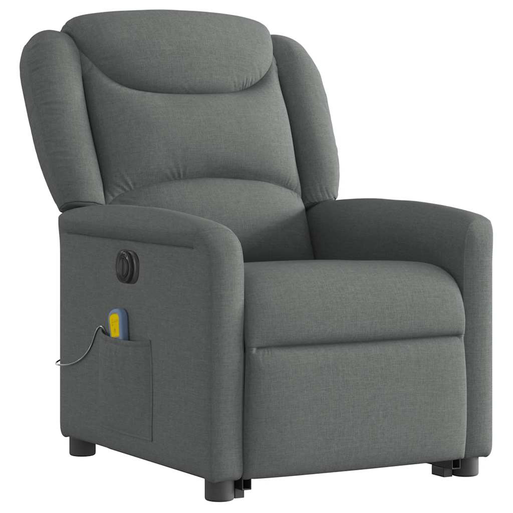 vidaXL Fauteuil de massage électrique releveur en tissu gris foncé