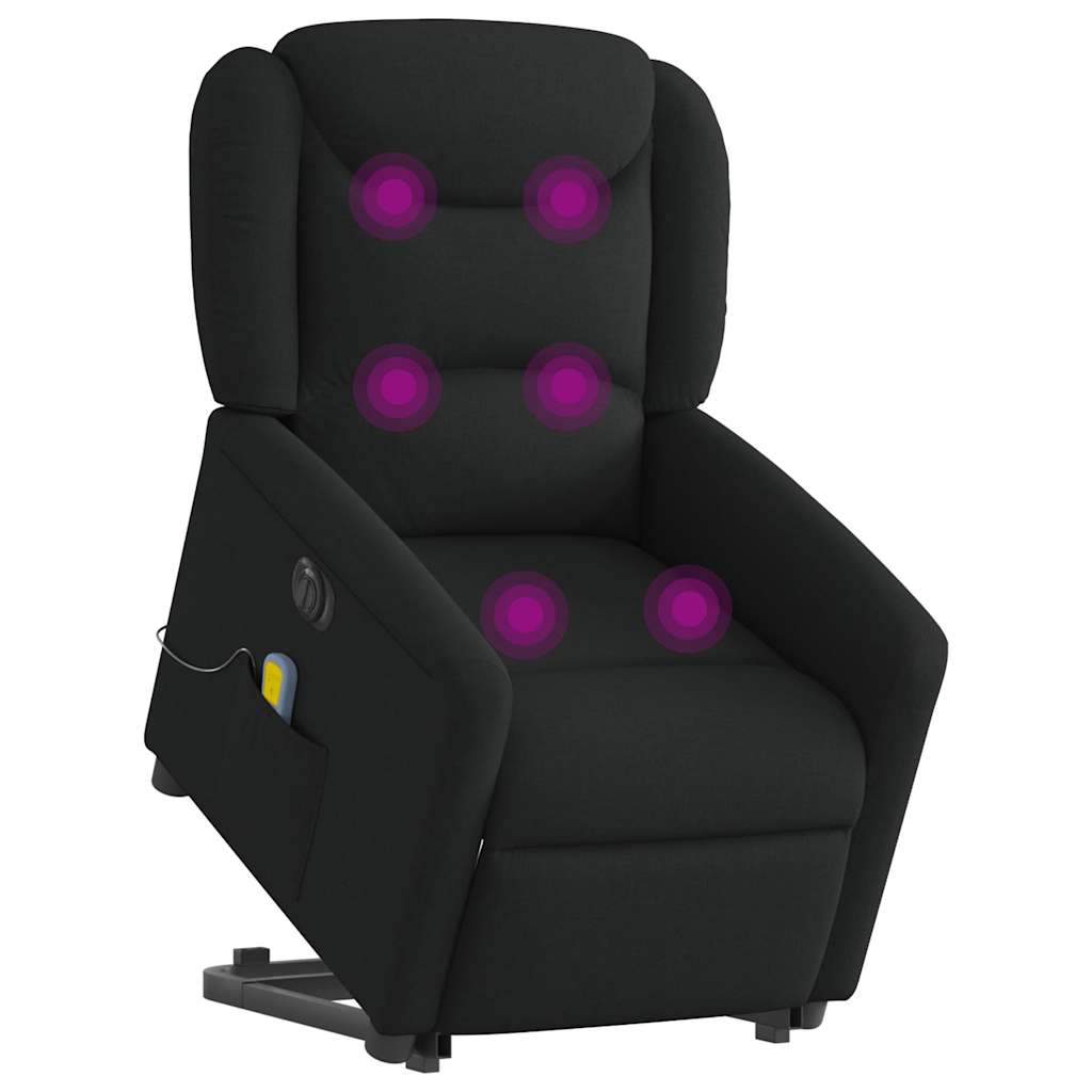 vidaXL Elektrischer Massagesessel mit Aufstehhilfe Schwarz Stoff