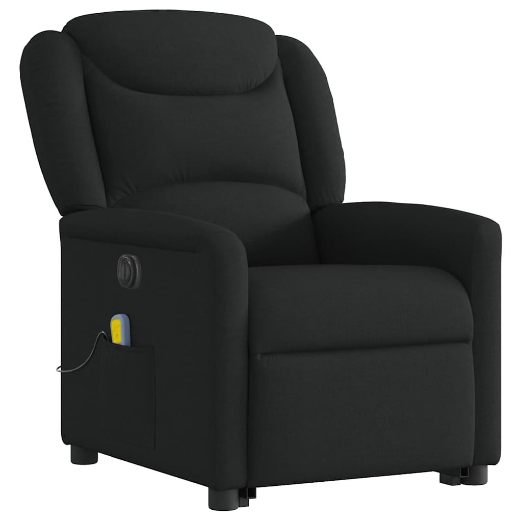 vidaXL Elektrischer Massagesessel mit Aufstehhilfe Schwarz Stoff