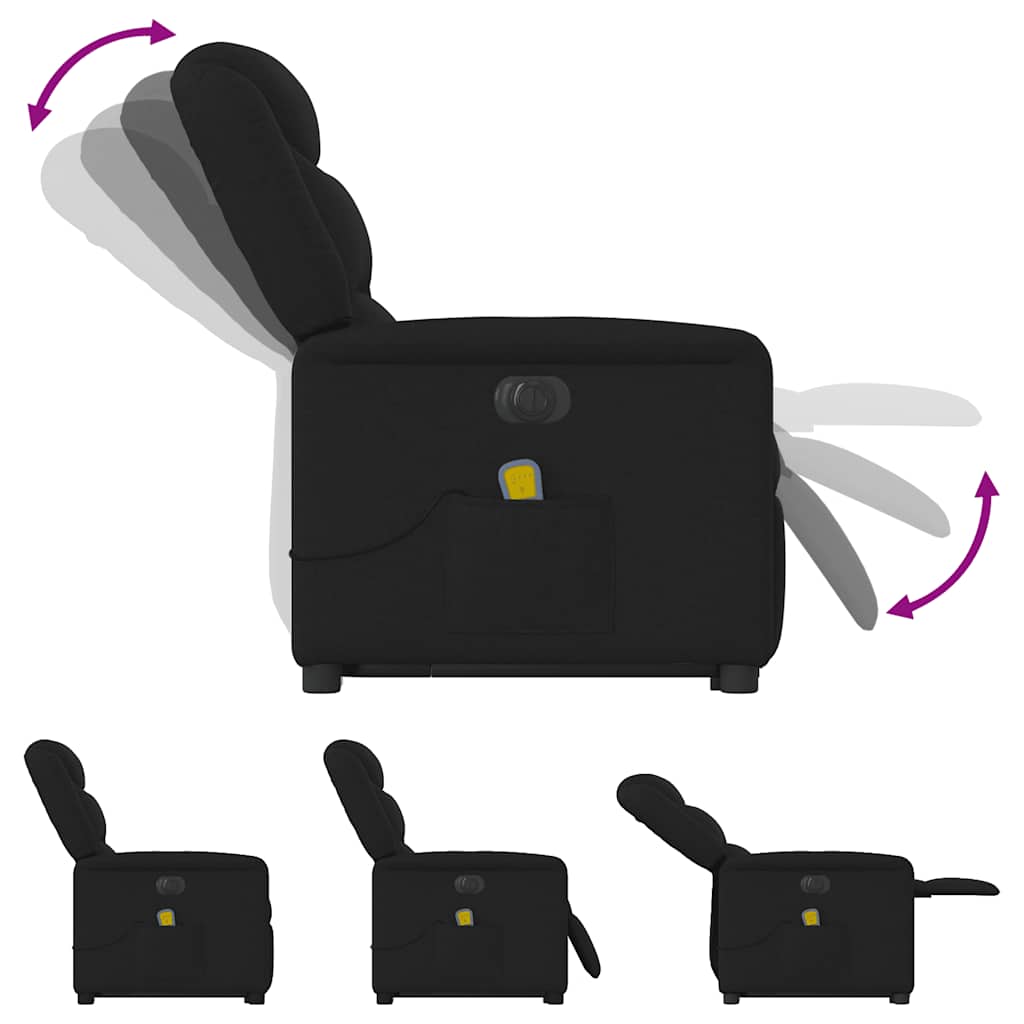 vidaXL Elektrischer Massagesessel mit Aufstehhilfe Schwarz Stoff