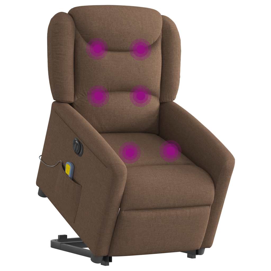 vidaXL Elektrischer Massagesessel mit Aufstehhilfe Braun Stoff