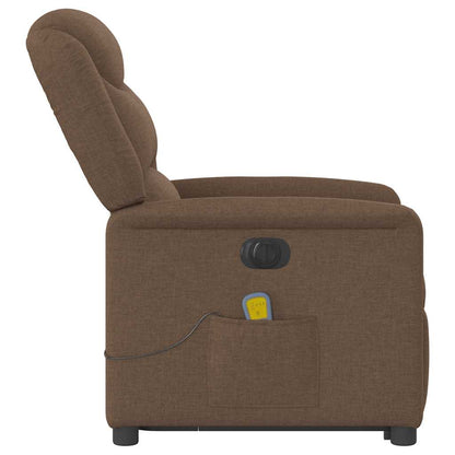 vidaXL Elektrischer Massagesessel mit Aufstehhilfe Braun Stoff