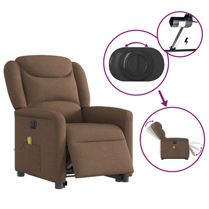 vidaXL Elektrischer Massagesessel mit Aufstehhilfe Braun Stoff