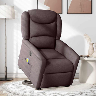 vidaXL Fauteuil de massage électrique releveur tissu marron foncé