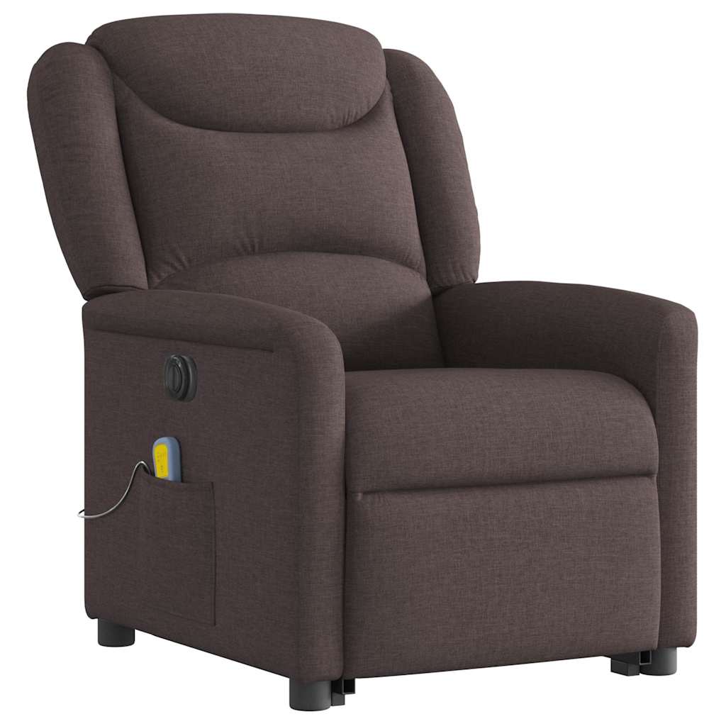 vidaXL Fauteuil de massage électrique releveur tissu marron foncé