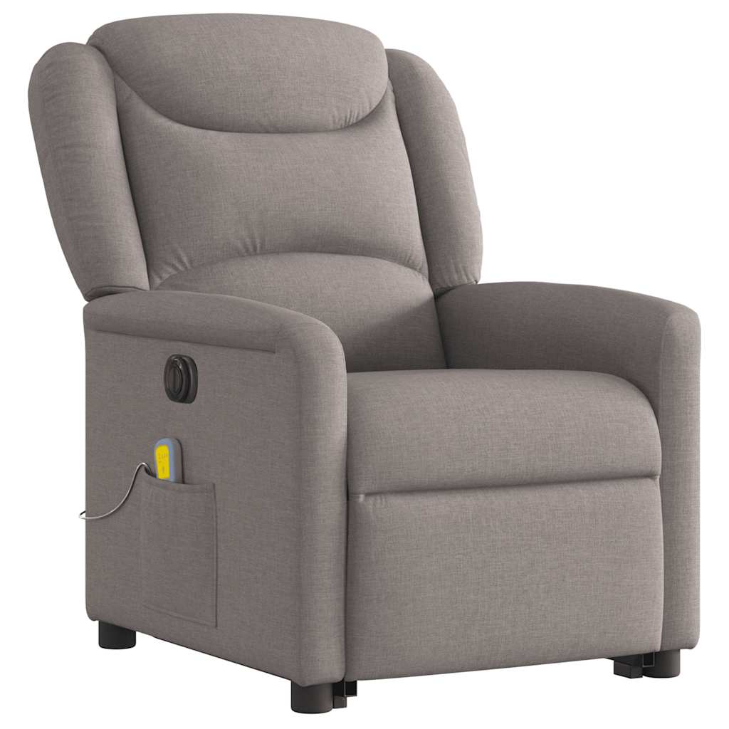 vidaXL Elektrischer Massagesessel mit Aufstehhilfe Taupe Stoff