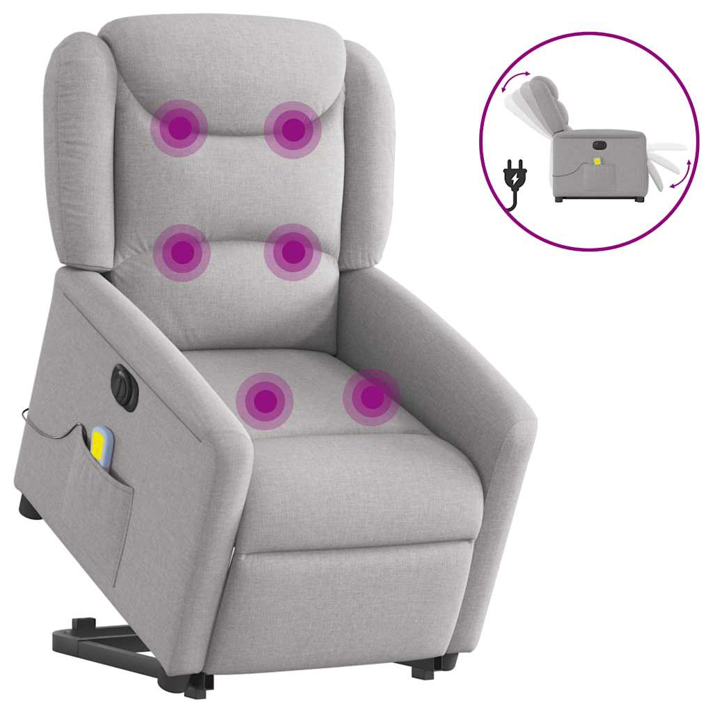 vidaXL Fauteuil de massage inclinable et releveur électrique Tissu gris nuage