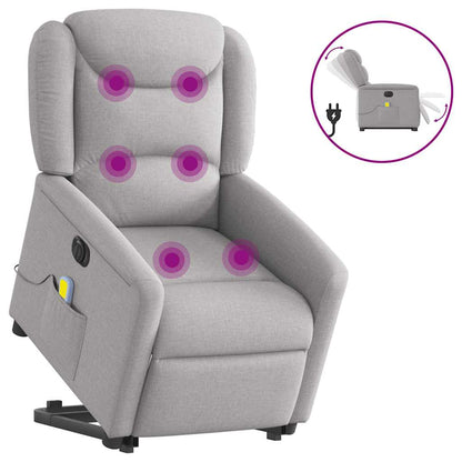 vidaXL Fauteuil de massage inclinable et releveur électrique Tissu gris nuage