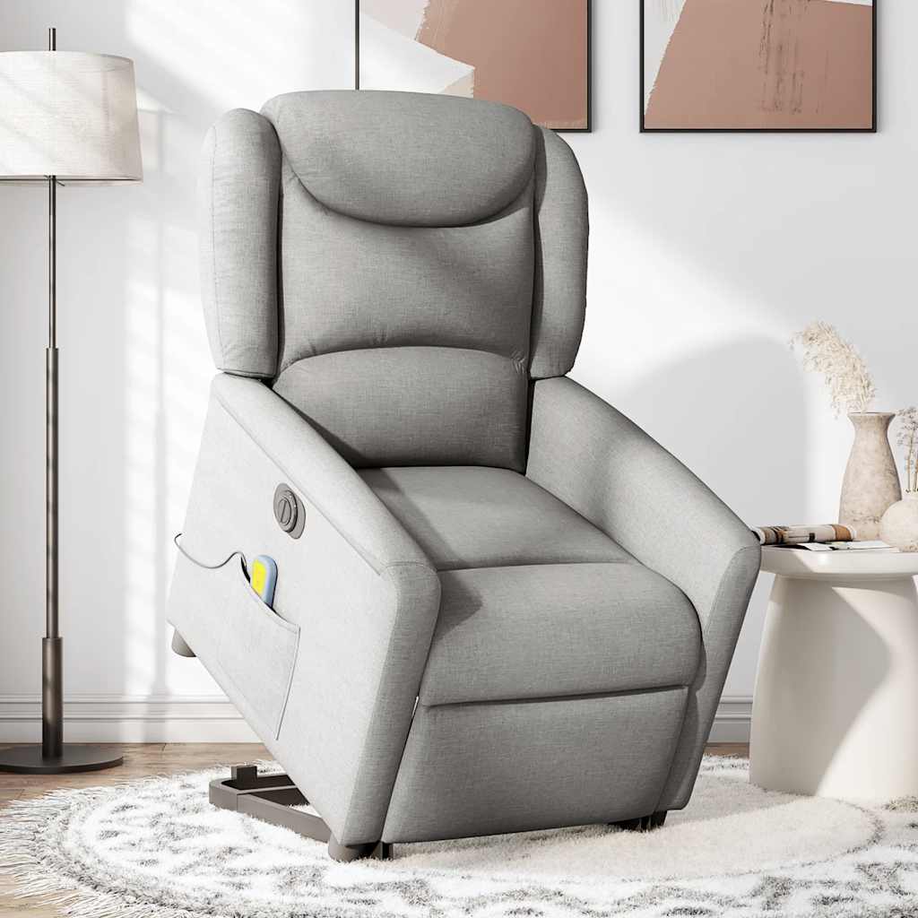 vidaXL Fauteuil de massage inclinable et releveur électrique Tissu gris nuage