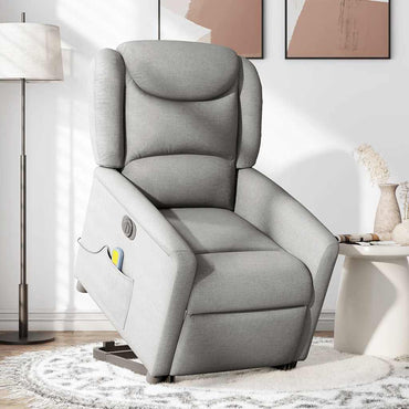 vidaXL Fauteuil de massage inclinable et releveur électrique Tissu gris nuage
