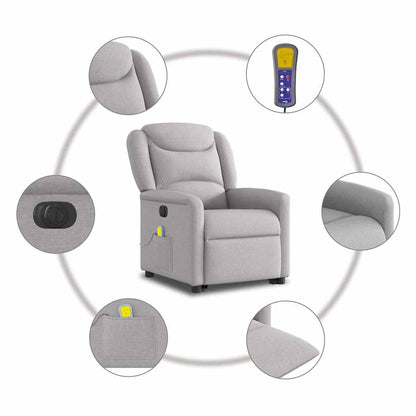 vidaXL Fauteuil de massage inclinable et releveur électrique Tissu gris nuage