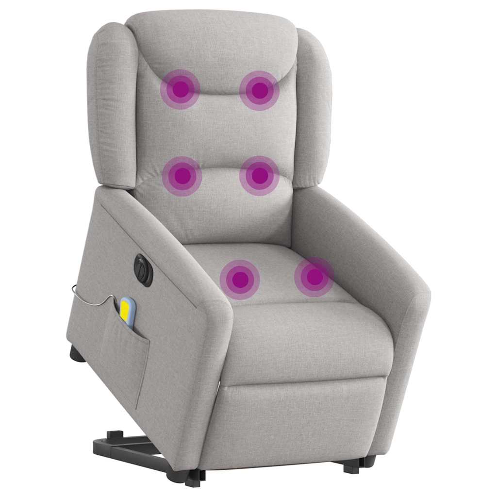 vidaXL Fauteuil de massage inclinable et releveur électrique Tissu gris nuage