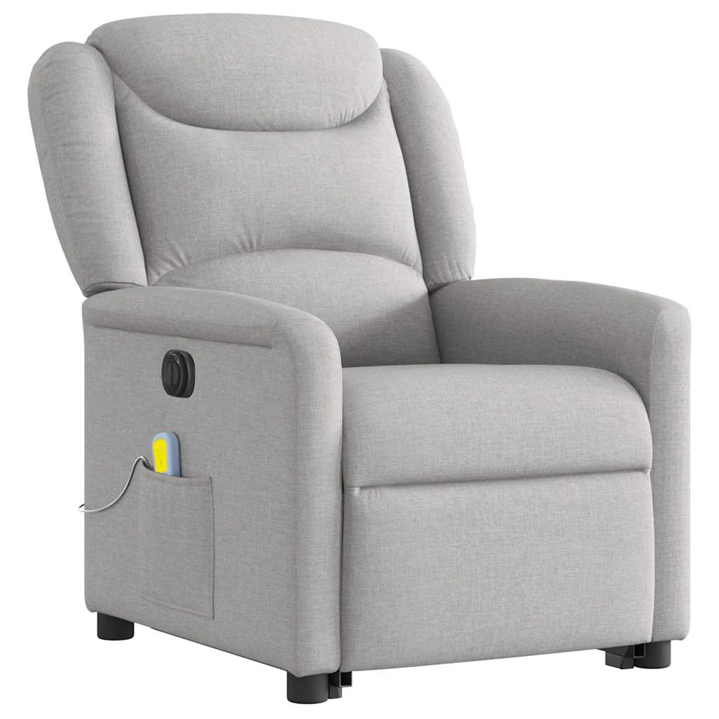 vidaXL Fauteuil de massage inclinable et releveur électrique Tissu gris nuage