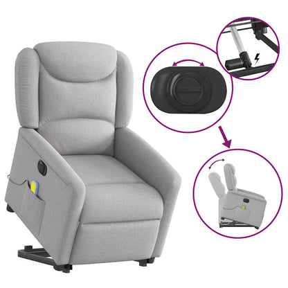 vidaXL Fauteuil de massage inclinable et releveur électrique Tissu gris nuage