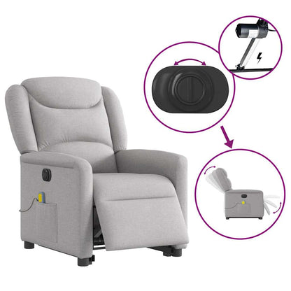 vidaXL Fauteuil de massage inclinable et releveur électrique Tissu gris nuage
