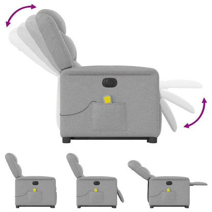 vidaXL Fauteuil de massage inclinable et releveur électrique Tissu gris nuage