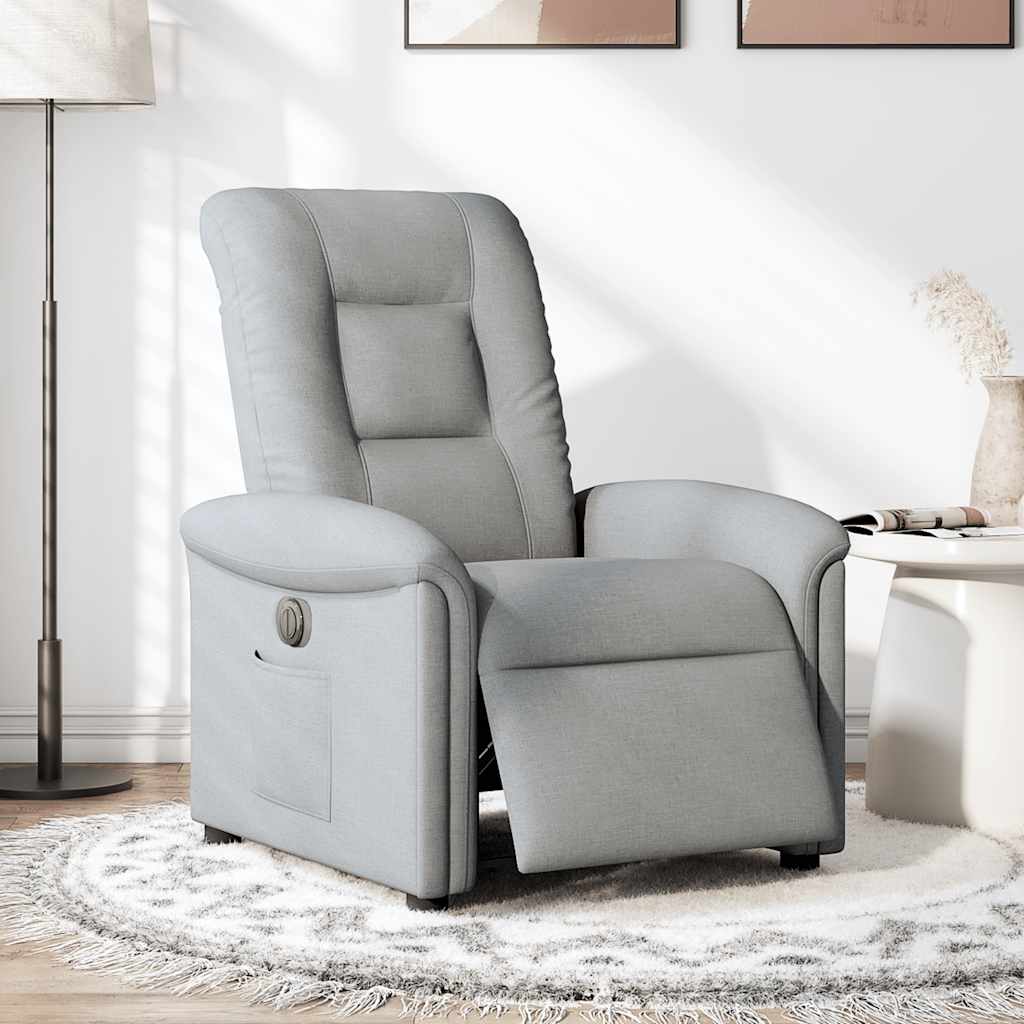vidaXL Fauteuil relax électrique Gris clair Tissu