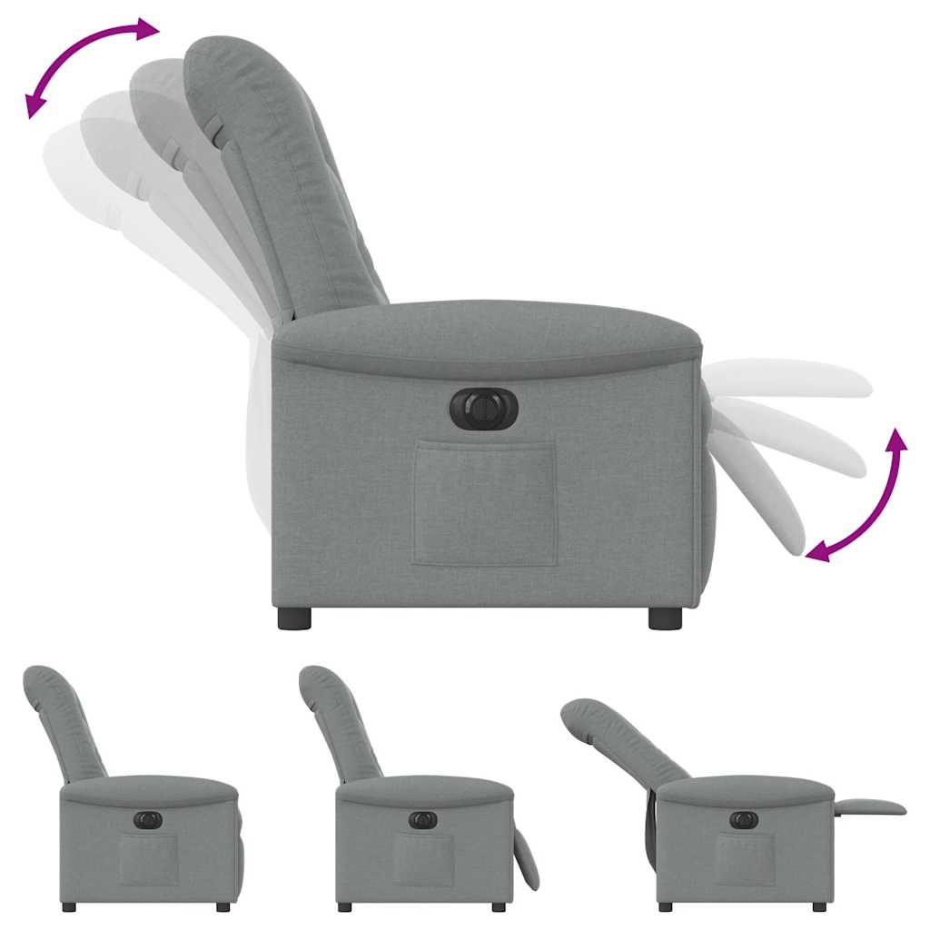 vidaXL Fauteuil relax électrique Gris clair Tissu