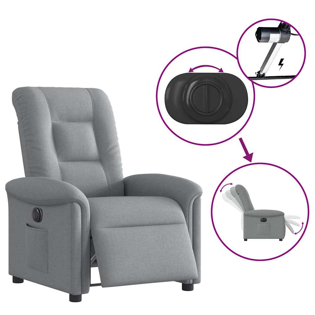 vidaXL Fauteuil relax électrique Gris clair Tissu