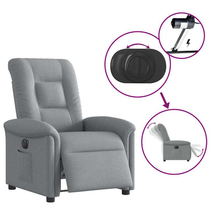 vidaXL Fauteuil relax électrique Gris clair Tissu