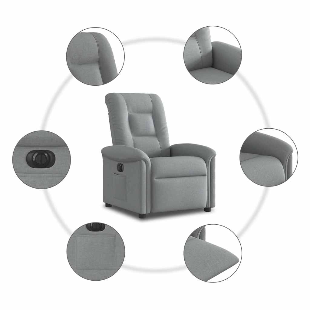 vidaXL Fauteuil relax électrique Gris clair Tissu