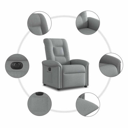 vidaXL Fauteuil relax électrique Gris clair Tissu