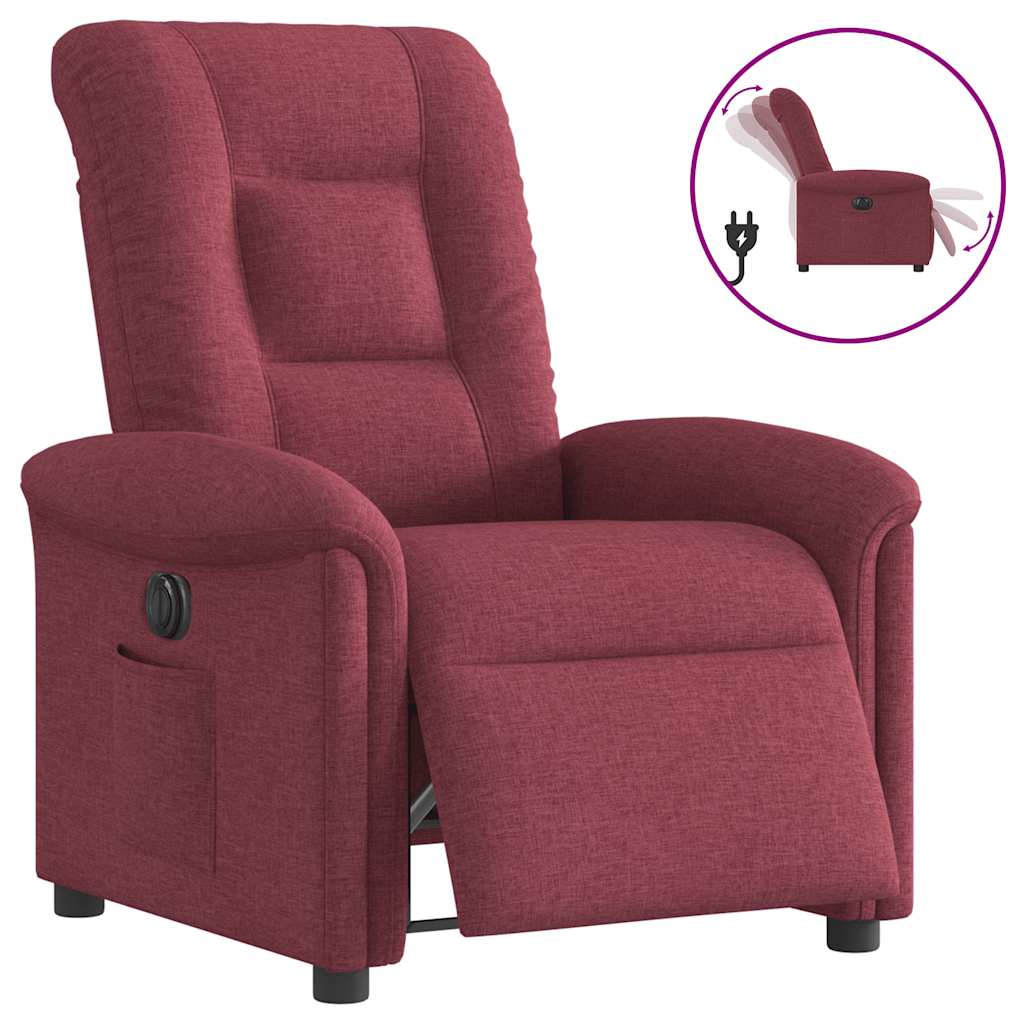 vidaXL Fauteuil relax électrique tissu rouge bordeaux