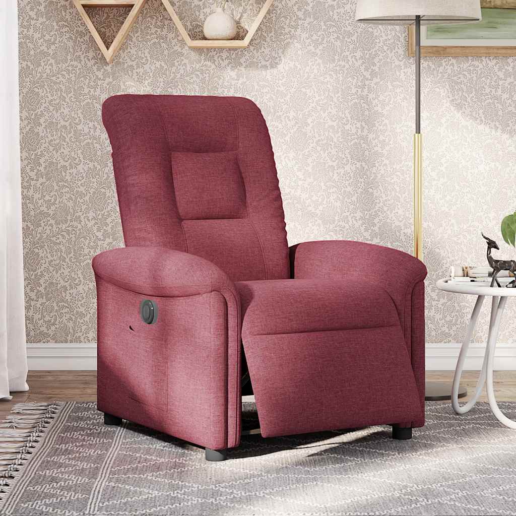 vidaXL Fauteuil relax électrique tissu rouge bordeaux