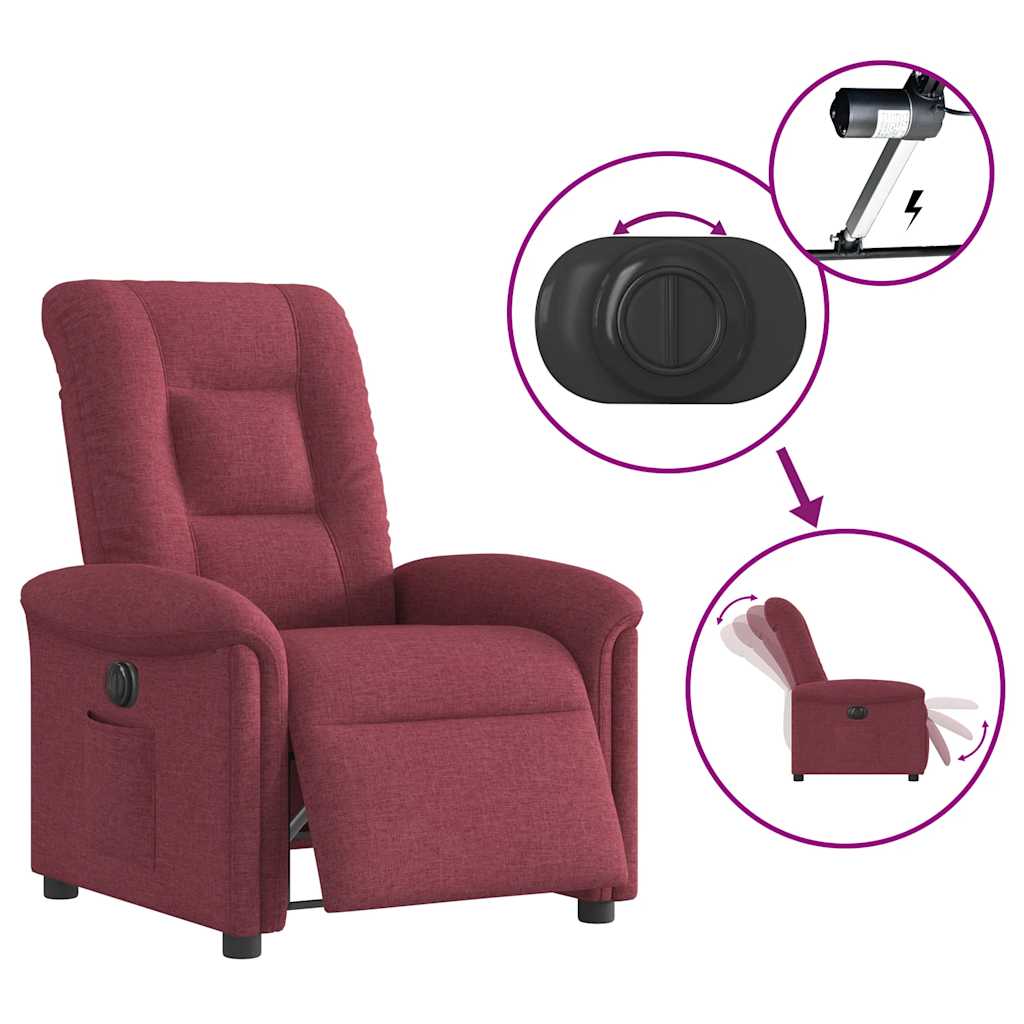 vidaXL Fauteuil relax électrique tissu rouge bordeaux