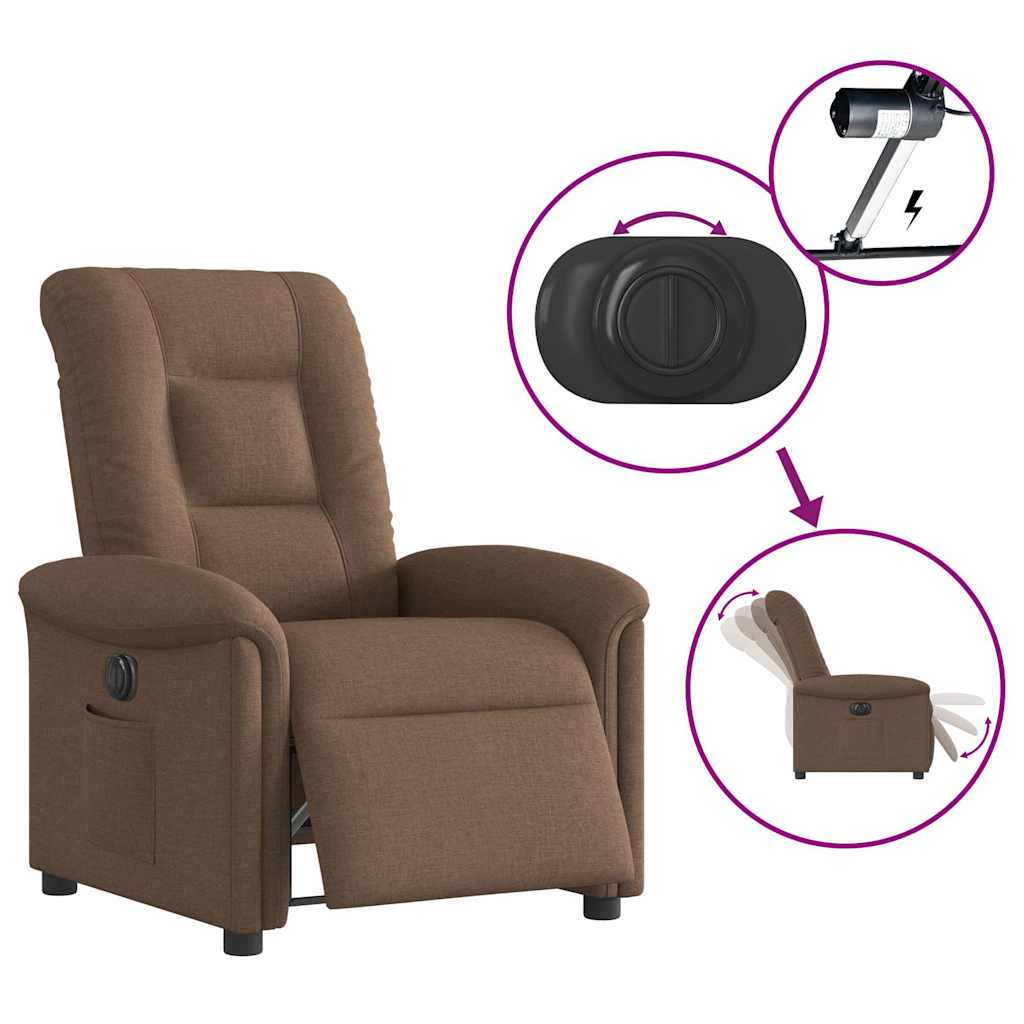 vidaXL Relaxsessel Elektrisch Braun Stoff