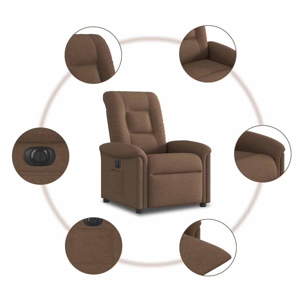vidaXL Relaxsessel Elektrisch Braun Stoff