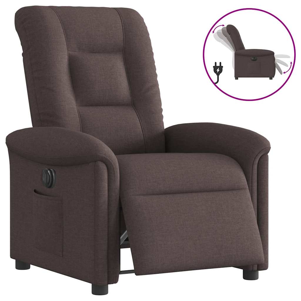 vidaXL Fauteuil relax électrique marron foncé en tissu
