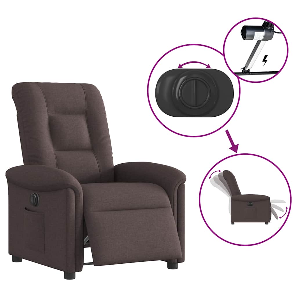 vidaXL Fauteuil relax électrique marron foncé en tissu