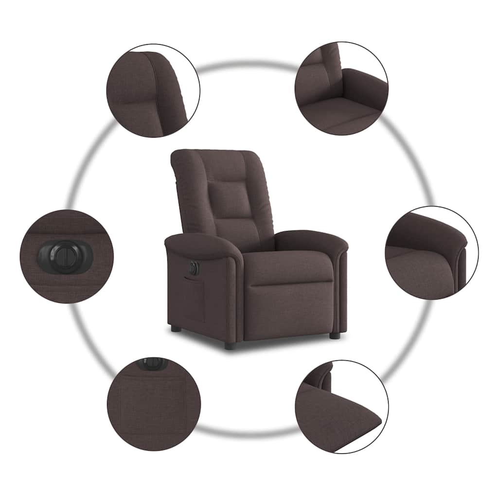 vidaXL Fauteuil relax électrique marron foncé en tissu
