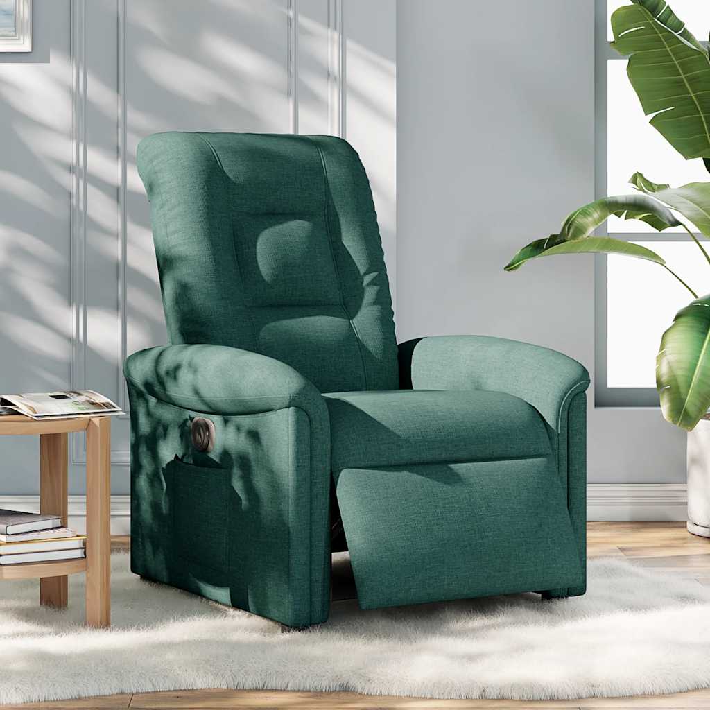 vidaXL Fauteuil relax électrique Vert foncé Tissu