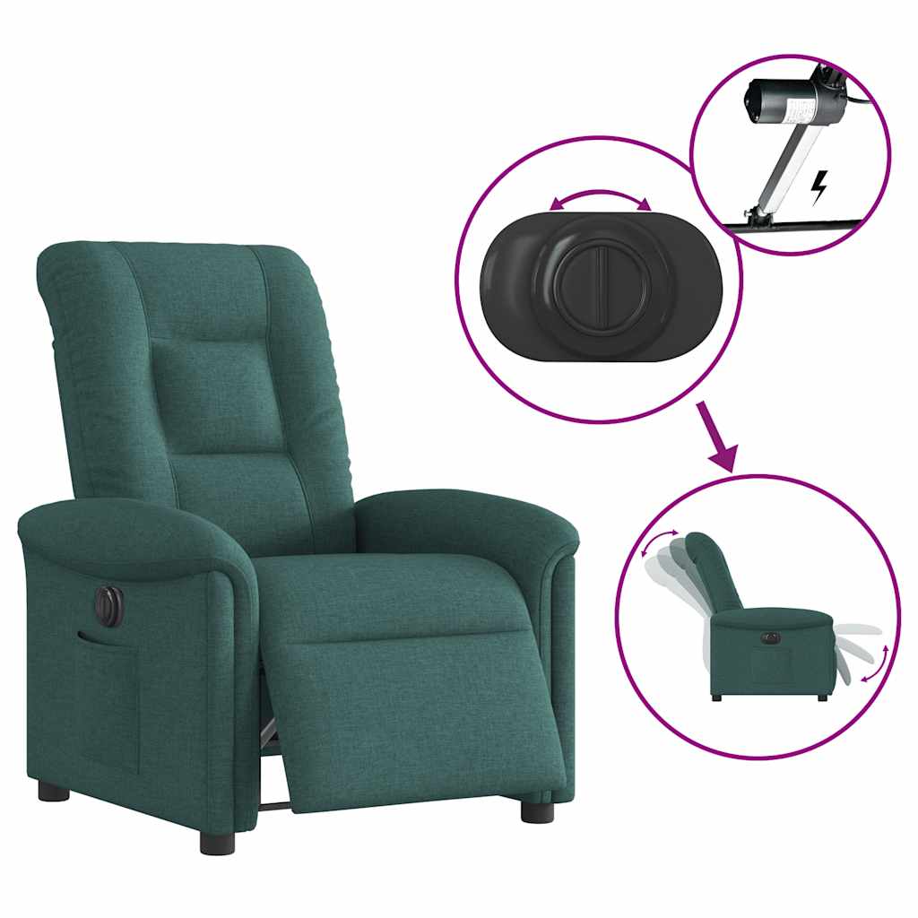vidaXL Fauteuil relax électrique Vert foncé Tissu