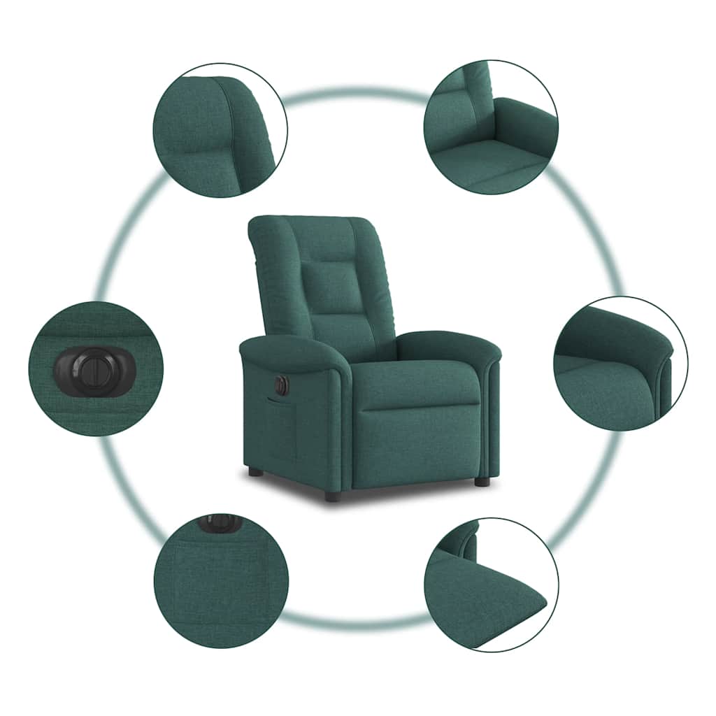 vidaXL Fauteuil relax électrique Vert foncé Tissu