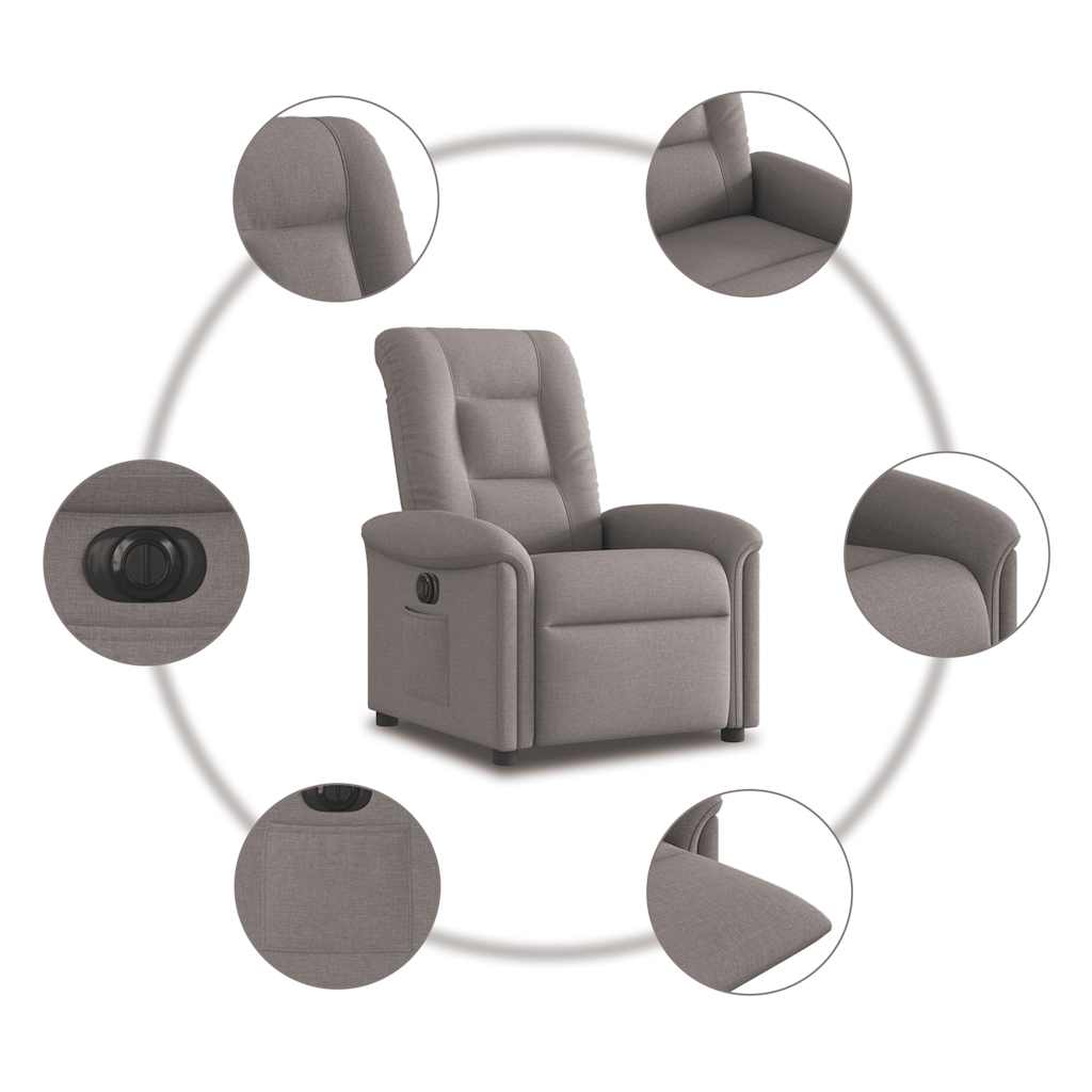 vidaXL Relaxsessel Elektrisch Taupe Stoff