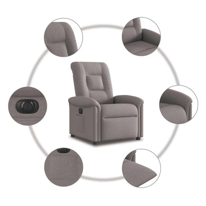 vidaXL Relaxsessel Elektrisch Taupe Stoff